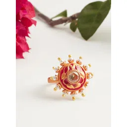 Voylla Gold-Plated Faux Pearl-Beaded Finger Ring-picture-10