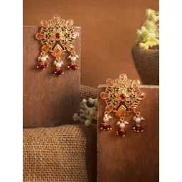 Voylla Gold-Plated Floral Stud Earrings-picture-30