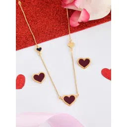 Voylla Gold-Plated Hearts Enamel Pendant Set-picture-15