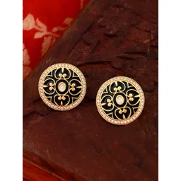 Voylla Gold plated Kundan Studded Contemporary Enamelled Studs Earrings-picture-23