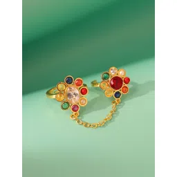 Voylla Gold-Plated Kundan Studded Finger Ring-picture-23