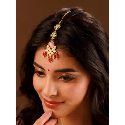 Voylla Gold-Plated Kundan Studded Maang Tikka Head Jewellery-picture-25
