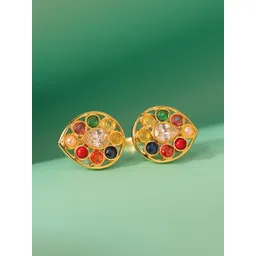 Voylla Gold-Plated Kundan Studded Pear Of Divinity Two Finger Ring-picture-26