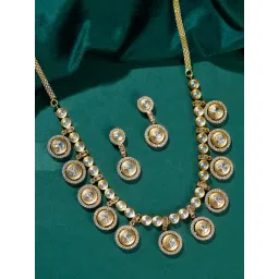 Voylla Gold Regal Heritage Kundan Necklace & Earring Set-picture-41
