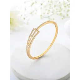 Voylla Gold Sparkling Elegance Celestial Vines Gold American Diamond Cuffs Bracelet-picture-48