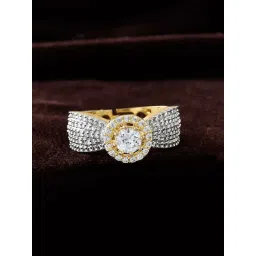 Voylla Gold Sparkling Elegance Infinite Glow Gold Solitaire American Diamond Casual Ring-picture-47