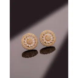 Voylla Gold Sparkling Elegance Marigold American Diamond Stud Earrings-picture-25