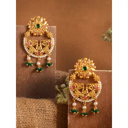 Voylla Gold-Toned Circular Drop Earrings-picture-22