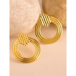 Voylla Gold Trendy Fluted Interlinked Stud Earrings-picture-23