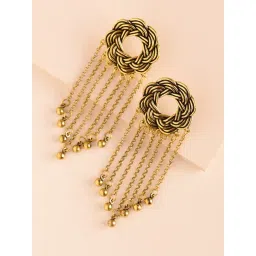 Voylla Gold Woven Wonders Intertwist Drop Earrings-picture-16