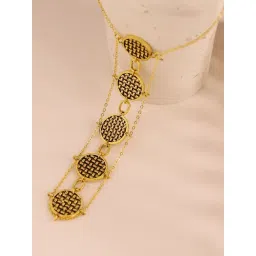 Voylla Gold Woven Wonders Weaved Statement Short Lariat Necklace-picture-32