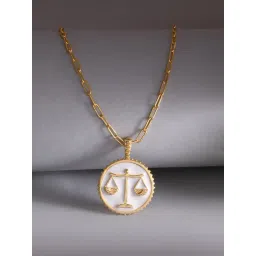 Voylla Gold Zodiac Libra And Evil Eye Reversible Pendant-picture-18