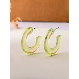 Voylla Green Resin Green Gradient Hoop Earrings-picture-13