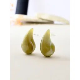 Voylla Green Resin Olive Green Teardrop Hoop Earrings-picture-42
