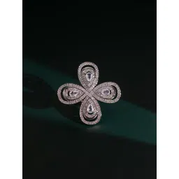 Voylla Halo Essence Rhodium-Plated Cubic Zirconia Stone Studded Finger Ring-picture-36