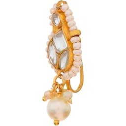 voylla Kundan Elegance Royal Aura Gold Nose Pin|Women Nose Pins Nose Rings And Pins|Nose Rings And Pins For Women|Kundan|Wedding|Ethnic|Party|Festive|Pooja|Gift for Women|-picture-25