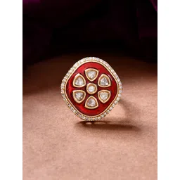 Voylla Kundan Elegance Royal Enamel Kesar Ring-picture-12