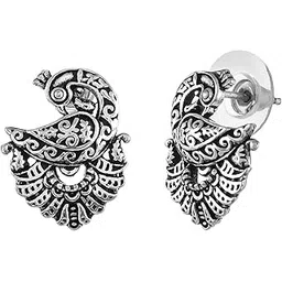 voylla Morni Mayuri Ear Studs|Oxidised|Party|EveryDay Wear|Studs Earrings for Women|-picture-59