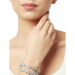Voylla Pear Cut Cluster Packting Zircons Adorned Silver Plated Brass Bangles (Pack Of 2)-picture-16