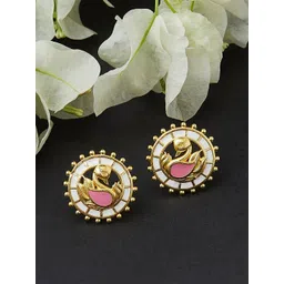 Voylla Pink & Gold-Plated Classic Studs Earrings-picture-21