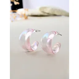 Voylla Pink Resin Eternal Echo Hoop Earrings-picture-34