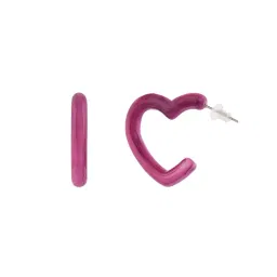 Voylla Purple Resin Pink Romance Heart Hoop Earrings image 5