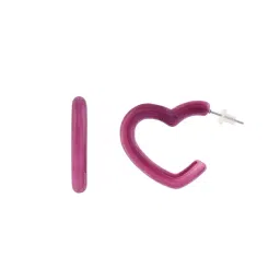 Voylla Purple Resin Pink Romance Heart Hoop Earrings image 3