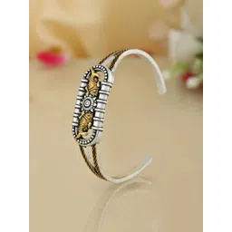 Voylla Qasbah Matsya Silver-Plated Brass Oxidised Cuff Bracelet-picture-25