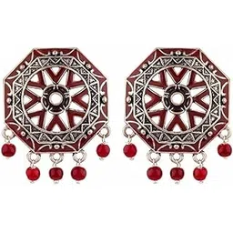 voylla Rangabati Pink Beads Disc Earrings For Women's & Girl's-picture-29