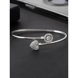 Voylla Rhodium-Plated Cubic Zirconia Cuff Bracelet-picture-25