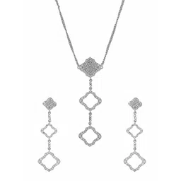 Voylla Rhodium-Plated CZ Studded Jewellery Set-picture-40