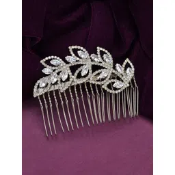Voylla Rhodium-Plated Stones Studded Royal Romance Maitea Comb Pin Hair Accessories-picture-39