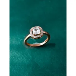 Voylla Rose Gold Sparkling Elegance Elysian American Diamond Solitaire Casual Ring-picture-25