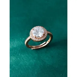 Voylla Rose Gold Sparkling Elegance Twinkle American Diamond Solitaire Casual Ring-picture-48