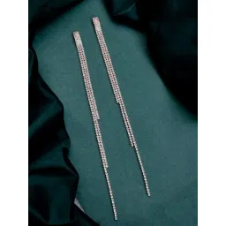 Voylla Rose Gold Timeless Sparkle The Shimmering Shower Long Rhinestone Drop Earrings-picture-37