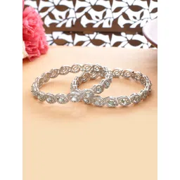 Voylla Set of 2 Silver-Plated Stone Studded Bangles-picture-26
