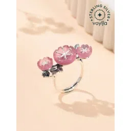 Voylla Silver Bloom 925 Sterling Silver Mio Casual Ring-picture-38