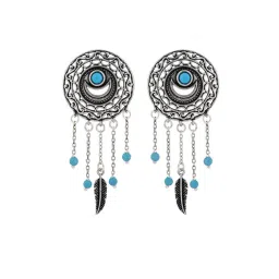 Voylla Silver Boho Tribe Dreamcatchers Vision Oxidised Necklace & Earring Set image 5