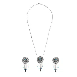 Voylla Silver Boho Tribe Dreamcatchers Vision Oxidised Necklace & Earring Set image 4