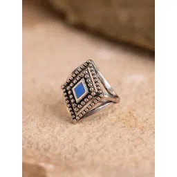 Voylla Silver Boho Tribe Gypsy Oxidised Casual Ring-picture-27