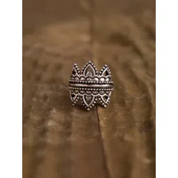 Voylla Silver Boho Tribe Nomad Oxidised Casual Ring-picture-24