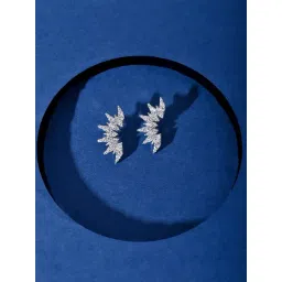 Voylla Silver Fireworks Sparkle Burst Stud Earrings-picture-32