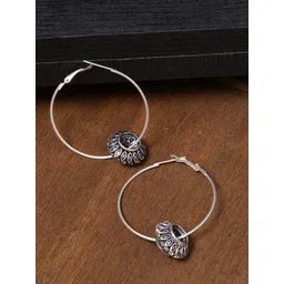 Voylla Silver-Plated Circular Hoop Oxidised Earrings-picture-10