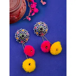 Voylla Silver-Plated Contemporary Drop Earrings-picture-32