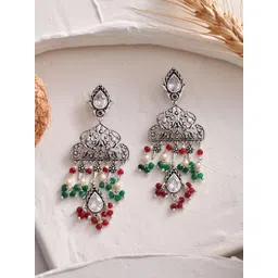 Voylla Silver-Plated Contemporary Drop Earrings-picture-33