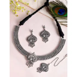 Voylla Silver-Plated Stone Studded Jewellery Set image 2