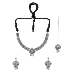 Voylla Silver-Plated Stone Studded Jewellery Set image 3
