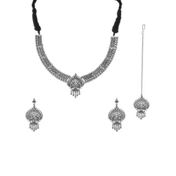 Voylla Silver-Plated Stone Studded Jewellery Set image 4