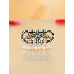 Voylla Silver Qasbah Matsya Oxidised Two Tone Statement Casual Ring-picture-44