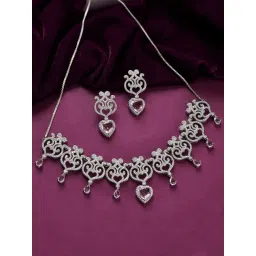 Voylla Silver Royal Romance Amandine Necklace & Earring Set-picture-10